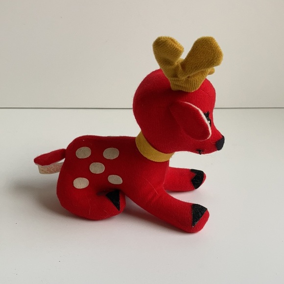 Vintage Fun World, Inc. Taiwan stuffed red reindeer white spots Christmas - Picture 9 of 16